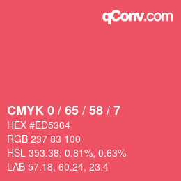颜色代码: CMYK 0 / 65 / 58 / 7 | qconv.com