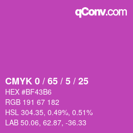 カラーコード: CMYK 0 / 65 / 5 / 25 | qconv.com