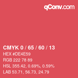 Color code: CMYK 0 / 65 / 60 / 13 | qconv.com