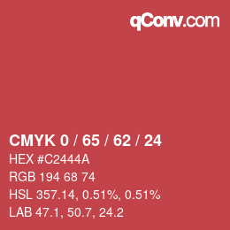 Color code: CMYK 0 / 65 / 62 / 24 | qconv.com