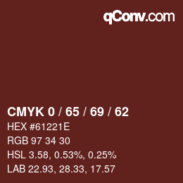 Farbcode: CMYK 0 / 65 / 69 / 62 | qconv.com
