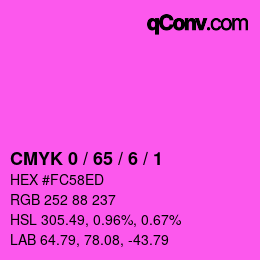 カラーコード: CMYK 0 / 65 / 6 / 1 | qconv.com