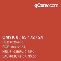 カラーコード: CMYK 0 / 65 / 72 / 24 | qconv.com