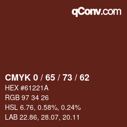 Color code: CMYK 0 / 65 / 73 / 62 | qconv.com