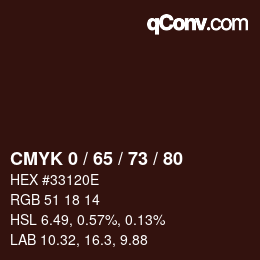 カラーコード: CMYK 0 / 65 / 73 / 80 | qconv.com