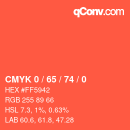 颜色代码: CMYK 0 / 65 / 74 / 0 | qconv.com