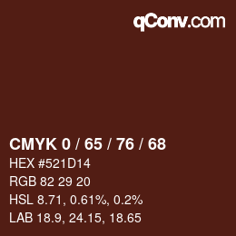 Color code: CMYK 0 / 65 / 76 / 68 | qconv.com