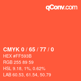 Color code: CMYK 0 / 65 / 77 / 0 | qconv.com