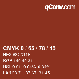 Color code: CMYK 0 / 65 / 78 / 45 | qconv.com