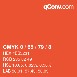颜色代码: CMYK 0 / 65 / 79 / 8 | qconv.com