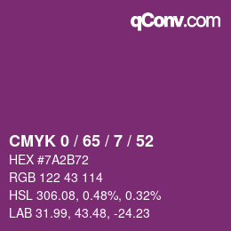 カラーコード: CMYK 0 / 65 / 7 / 52 | qconv.com