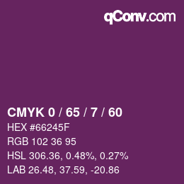 颜色代码: CMYK 0 / 65 / 7 / 60 | qconv.com
