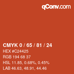 カラーコード: CMYK 0 / 65 / 81 / 24 | qconv.com