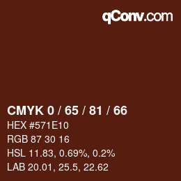 颜色代码: CMYK 0 / 65 / 81 / 66 | qconv.com