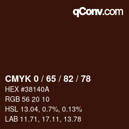 Farbcode: CMYK 0 / 65 / 82 / 78 | qconv.com