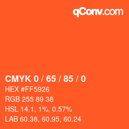 Farbcode: CMYK 0 / 65 / 85 / 0 | qconv.com