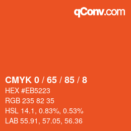 カラーコード: CMYK 0 / 65 / 85 / 8 | qconv.com