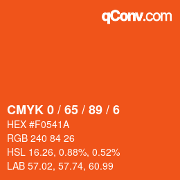 カラーコード: CMYK 0 / 65 / 89 / 6 | qconv.com