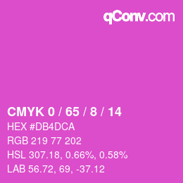 カラーコード: CMYK 0 / 65 / 8 / 14 | qconv.com