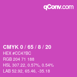 カラーコード: CMYK 0 / 65 / 8 / 20 | qconv.com