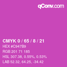 カラーコード: CMYK 0 / 65 / 8 / 21 | qconv.com