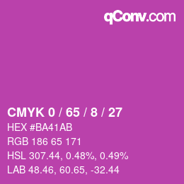 カラーコード: CMYK 0 / 65 / 8 / 27 | qconv.com