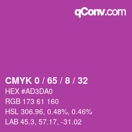 カラーコード: CMYK 0 / 65 / 8 / 32 | qconv.com