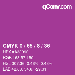カラーコード: CMYK 0 / 65 / 8 / 36 | qconv.com
