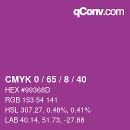 颜色代码: CMYK 0 / 65 / 8 / 40 | qconv.com