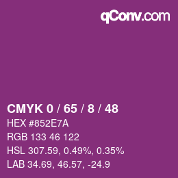 カラーコード: CMYK 0 / 65 / 8 / 48 | qconv.com
