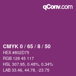 カラーコード: CMYK 0 / 65 / 8 / 50 | qconv.com