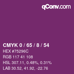 颜色代码: CMYK 0 / 65 / 8 / 54 | qconv.com