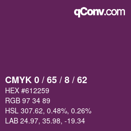 カラーコード: CMYK 0 / 65 / 8 / 62 | qconv.com