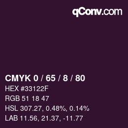 カラーコード: CMYK 0 / 65 / 8 / 80 | qconv.com
