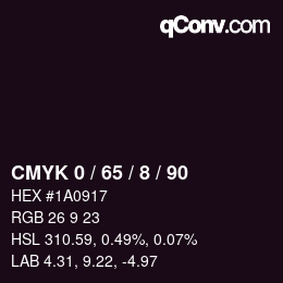 カラーコード: CMYK 0 / 65 / 8 / 90 | qconv.com