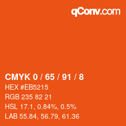 颜色代码: CMYK 0 / 65 / 91 / 8 | qconv.com