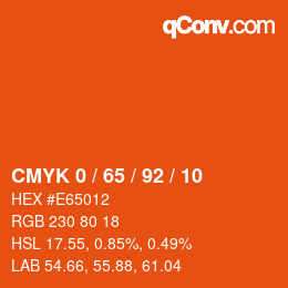 カラーコード: CMYK 0 / 65 / 92 / 10 | qconv.com