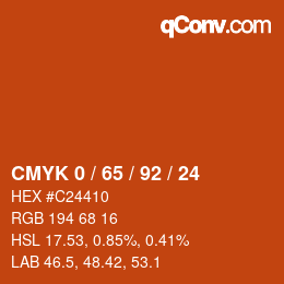 Color code: CMYK 0 / 65 / 92 / 24 | qconv.com