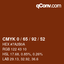 Color code: CMYK 0 / 65 / 92 / 52 | qconv.com