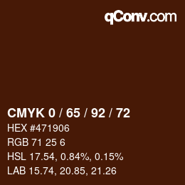 颜色代码: CMYK 0 / 65 / 92 / 72 | qconv.com