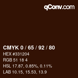 カラーコード: CMYK 0 / 65 / 92 / 80 | qconv.com