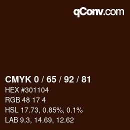 カラーコード: CMYK 0 / 65 / 92 / 81 | qconv.com
