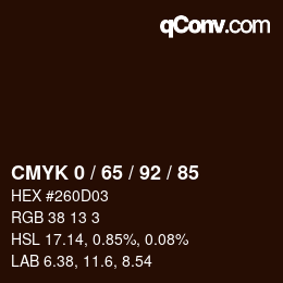 カラーコード: CMYK 0 / 65 / 92 / 85 | qconv.com