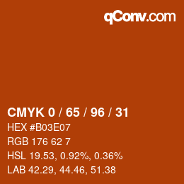 颜色代码: CMYK 0 / 65 / 96 / 31 | qconv.com