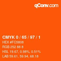 Color code: CMYK 0 / 65 / 97 / 1 | qconv.com