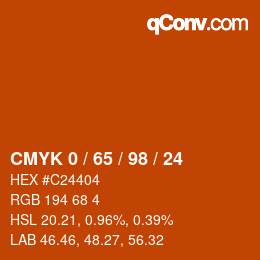 カラーコード: CMYK 0 / 65 / 98 / 24 | qconv.com