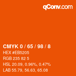 カラーコード: CMYK 0 / 65 / 98 / 8 | qconv.com