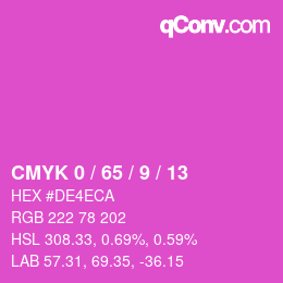 カラーコード: CMYK 0 / 65 / 9 / 13 | qconv.com