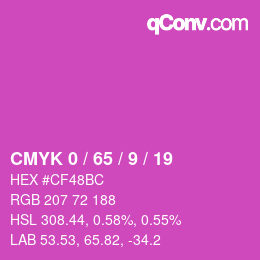 カラーコード: CMYK 0 / 65 / 9 / 19 | qconv.com
