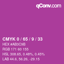 カラーコード: CMYK 0 / 65 / 9 / 33 | qconv.com